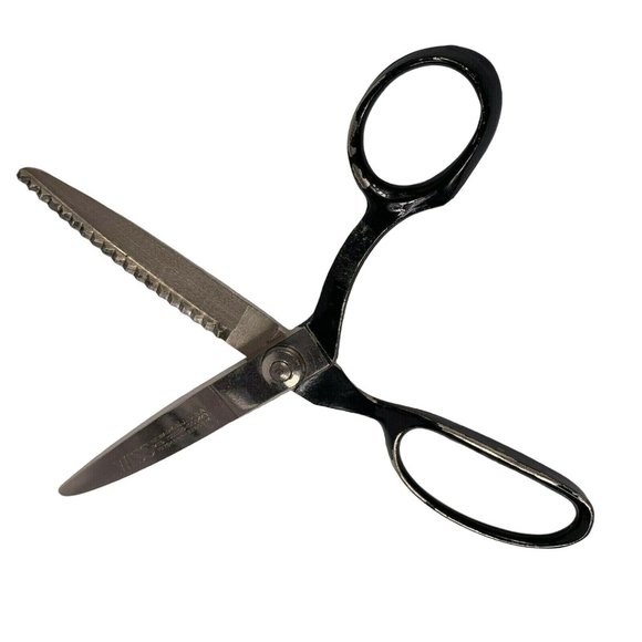 Vintage Wiss Pinking Shears 9 Inch Two Sizes of Cutting Teeth Lot of 2 USA - Picture 7 of 8